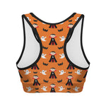 Cartoon Dracula Pattern Print Women's Sports Bra