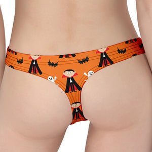 Cartoon Dracula Pattern Print Women's Thong