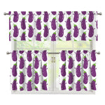 Cartoon Eggplant Pattern Print 3 Piece Kitchen Curtains