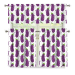 Cartoon Eggplant Pattern Print 3 Piece Kitchen Curtains