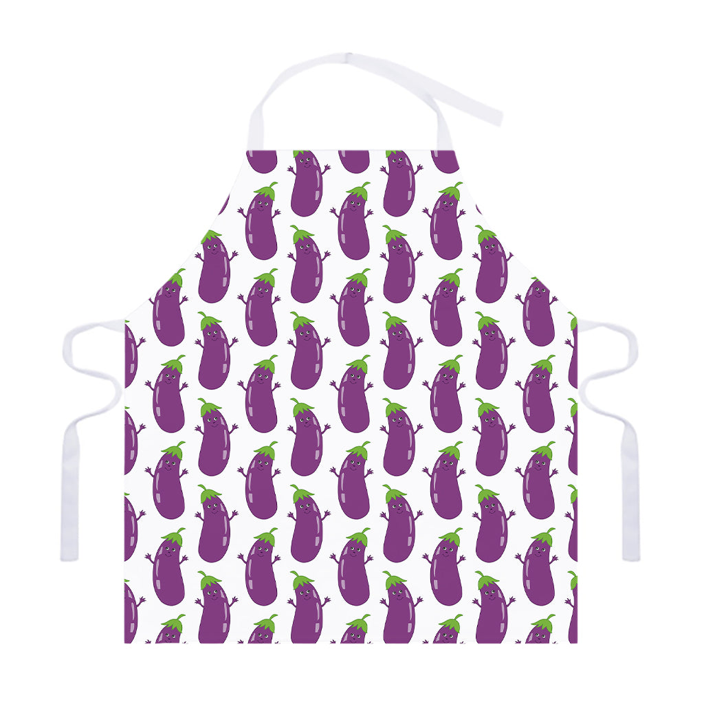 Cartoon Eggplant Pattern Print Adjustable Apron