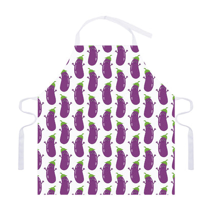 Cartoon Eggplant Pattern Print Adjustable Apron