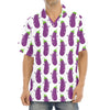 Cartoon Eggplant Pattern Print Aloha Shirt