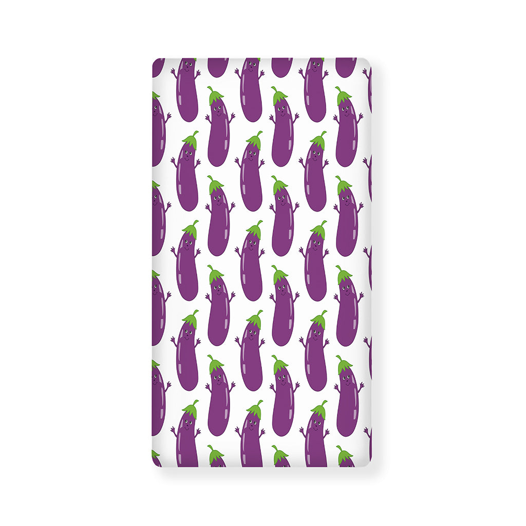 Cartoon Eggplant Pattern Print Baby Crib Sheet