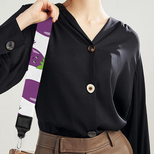 Cartoon Eggplant Pattern Print Bag Strap