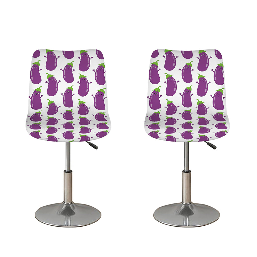 Cartoon Eggplant Pattern Print Bar Stool Covers