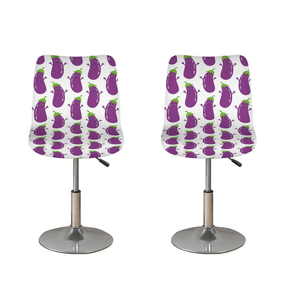 Cartoon Eggplant Pattern Print Bar Stool Covers