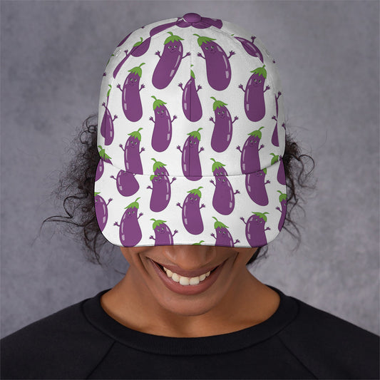 Cartoon Eggplant Pattern Print Baseball Cap