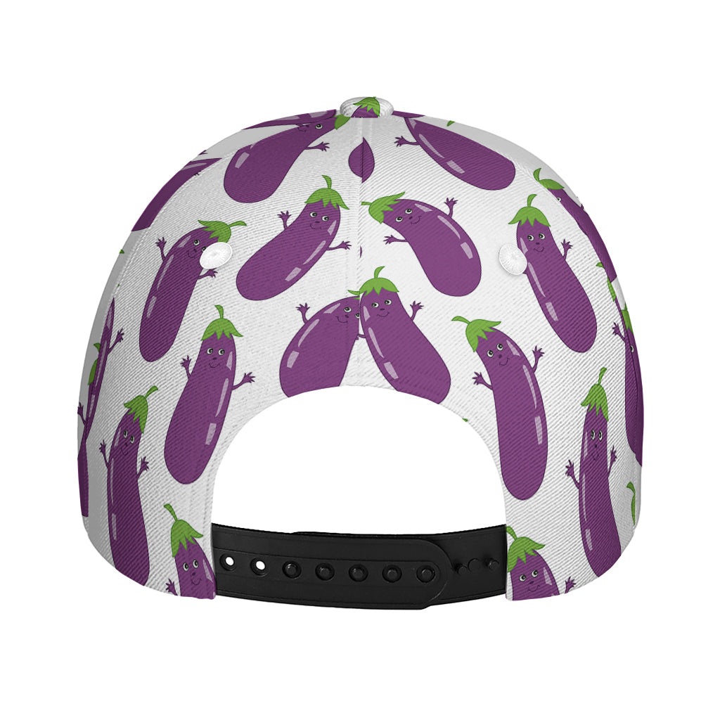 Cartoon Eggplant Pattern Print Baseball Cap