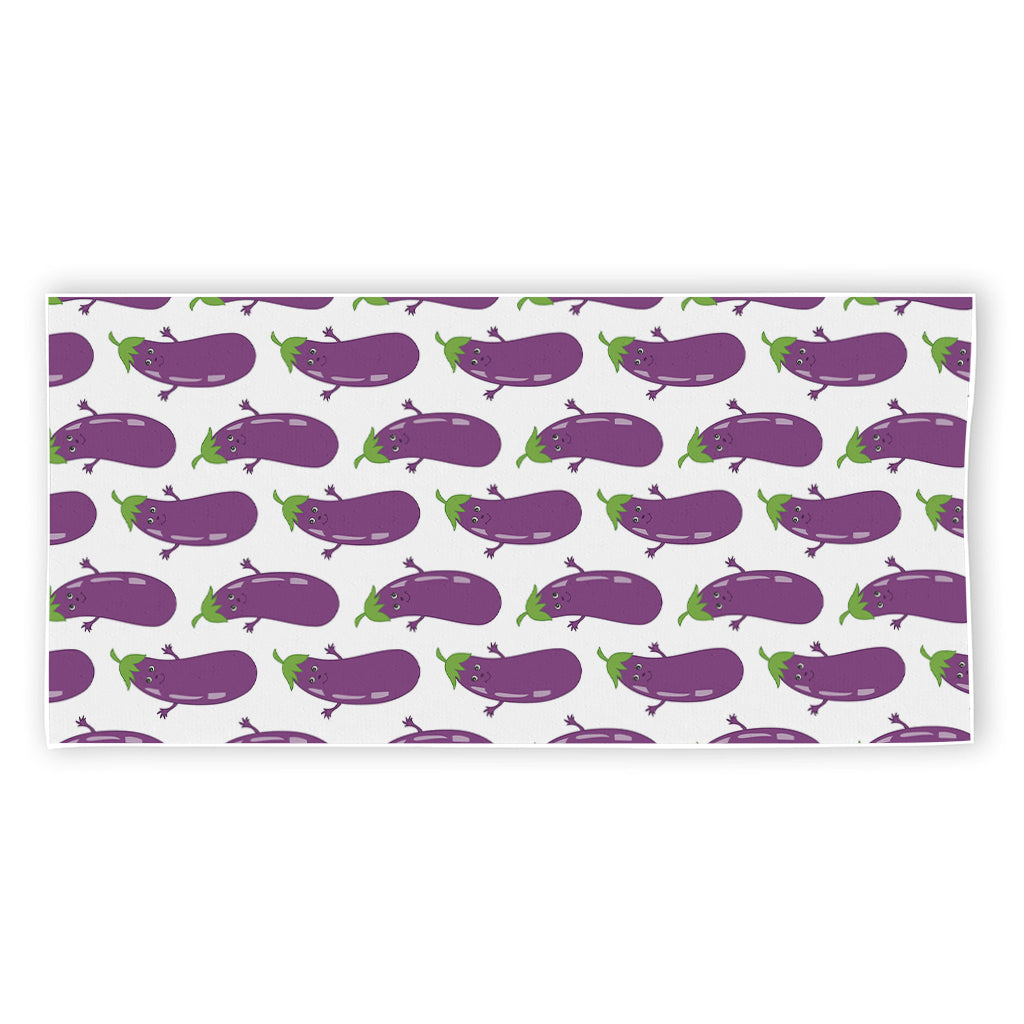 Cartoon Eggplant Pattern Print Beach Towel