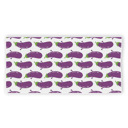 Cartoon Eggplant Pattern Print Beach Towel