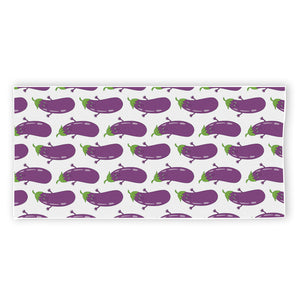 Cartoon Eggplant Pattern Print Beach Towel