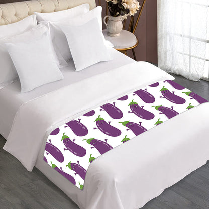 Cartoon Eggplant Pattern Print Bed Runner