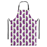 Cartoon Eggplant Pattern Print Bib Apron With Pocket