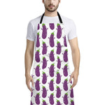 Cartoon Eggplant Pattern Print Bib Apron With Pocket