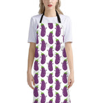 Cartoon Eggplant Pattern Print Bib Apron With Pocket