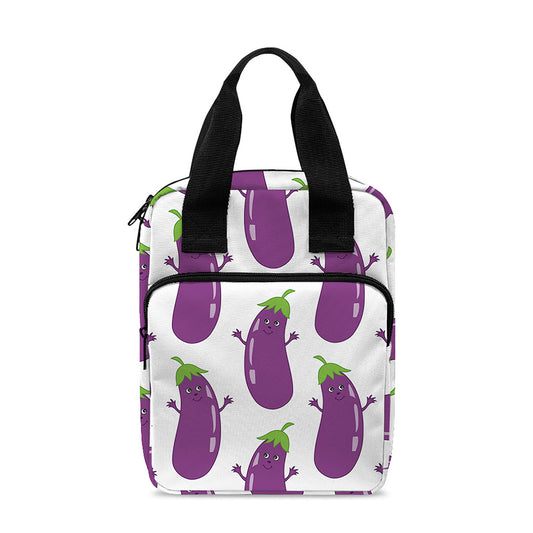 Cartoon Eggplant Pattern Print Bible Tote Bag