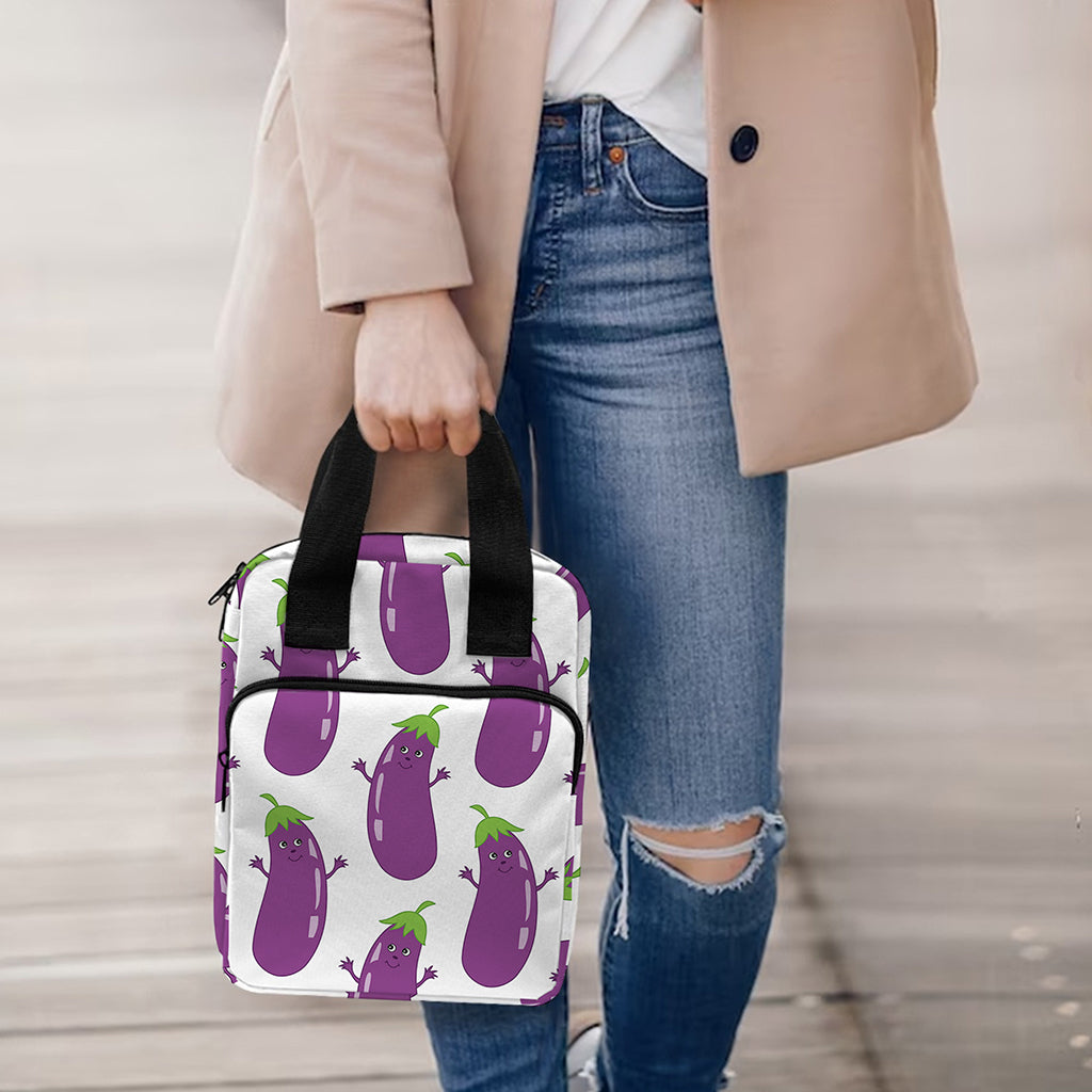 Cartoon Eggplant Pattern Print Bible Tote Bag