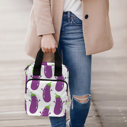 Cartoon Eggplant Pattern Print Bible Tote Bag
