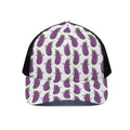 Cartoon Eggplant Pattern Print Black Mesh Trucker Hat