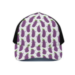 Cartoon Eggplant Pattern Print Black Mesh Trucker Cap