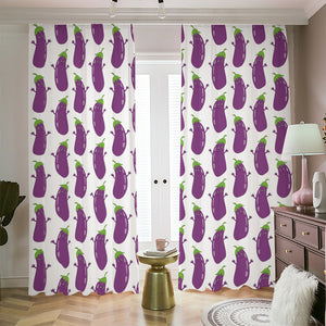 Cartoon Eggplant Pattern Print Blackout Pencil Pleat Curtains