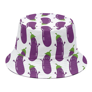 Cartoon Eggplant Pattern Print Bucket Hat