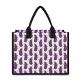 Cartoon Eggplant Pattern Print Canvas Tote Bag