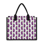 Cartoon Eggplant Pattern Print Canvas Tote Bag