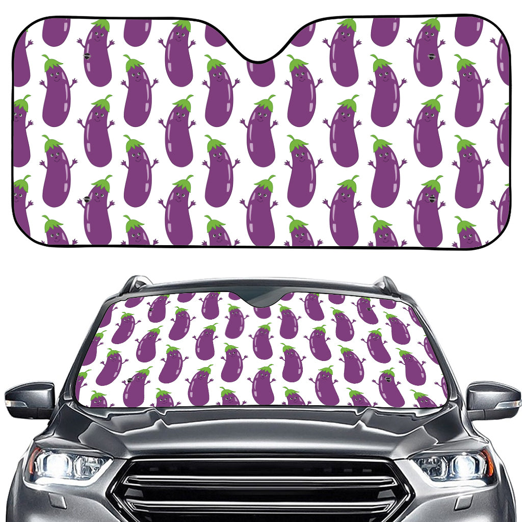 Cartoon Eggplant Pattern Print Car Windshield Sun Shade