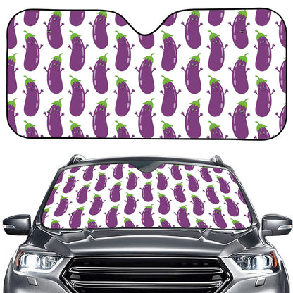 Cartoon Eggplant Pattern Print Car Windshield Sun Shade