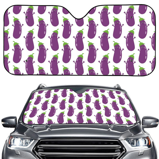 Cartoon Eggplant Pattern Print Car Windshield Sun Shade