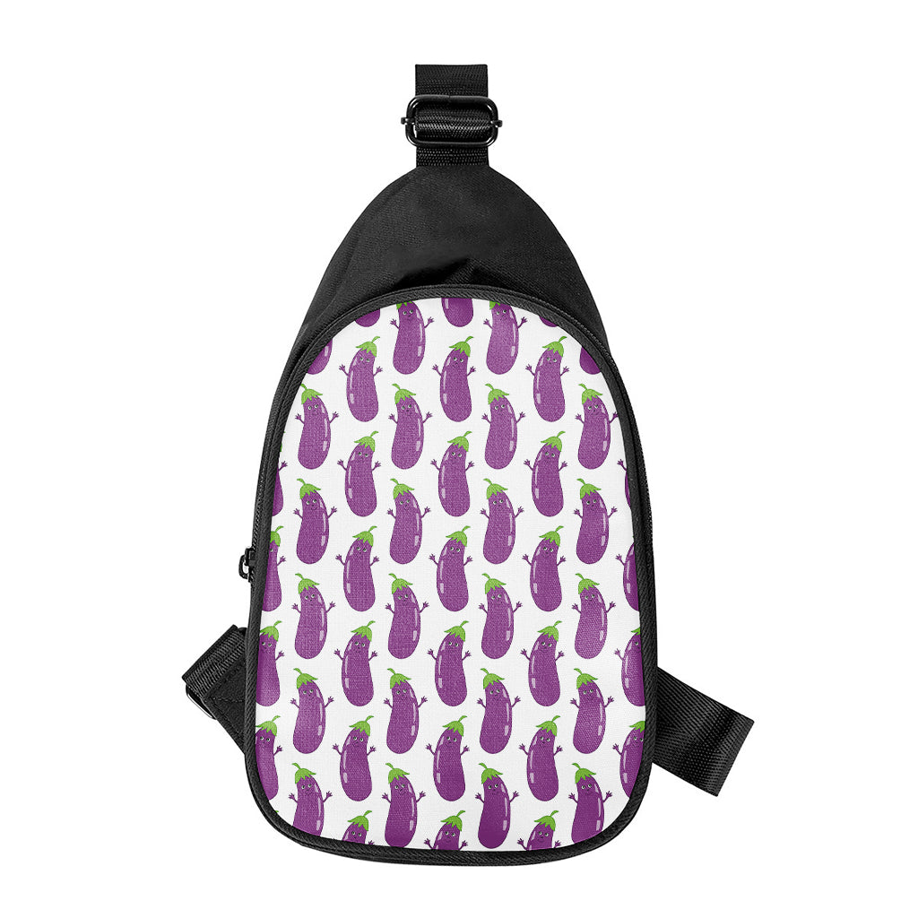 Cartoon Eggplant Pattern Print Chest Bag
