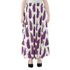 Cartoon Eggplant Pattern Print Chiffon Maxi Skirt