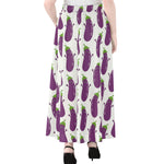 Cartoon Eggplant Pattern Print Chiffon Maxi Skirt