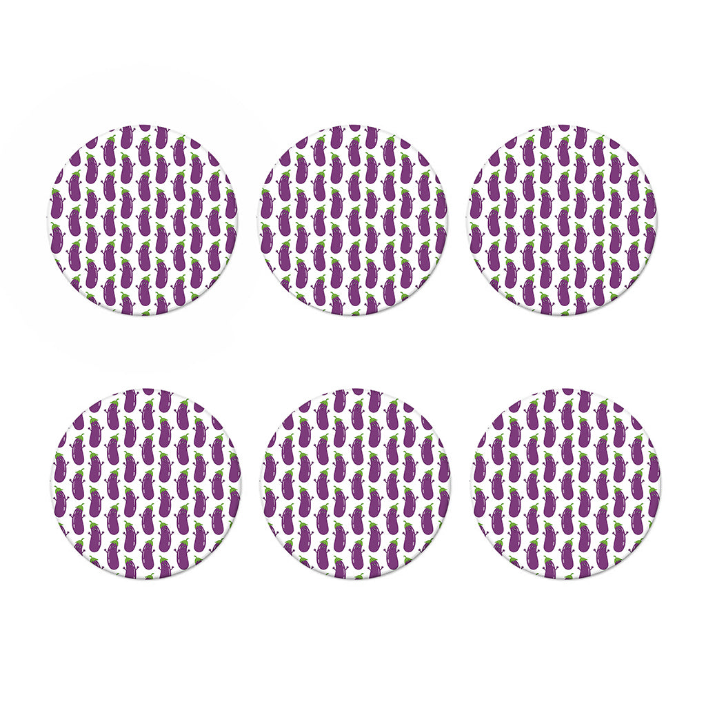 Cartoon Eggplant Pattern Print Coaster Set