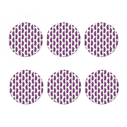 Cartoon Eggplant Pattern Print Coaster Set