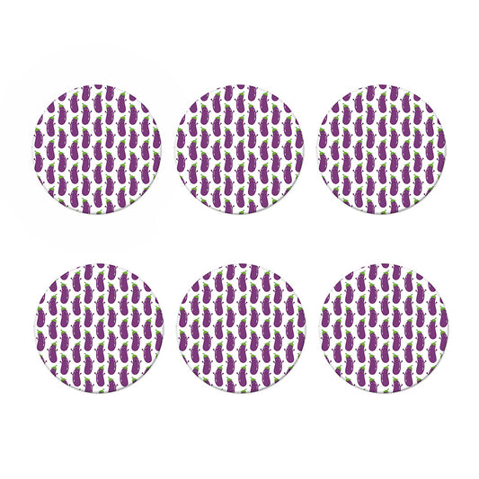 Cartoon Eggplant Pattern Print Coaster Set