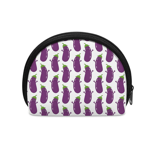 Cartoon Eggplant Pattern Print Coin Purse
