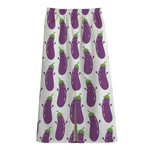 Cartoon Eggplant Pattern Print Cotton Front Slit Maxi Skirt