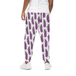 Cartoon Eggplant Pattern Print Cotton Pants