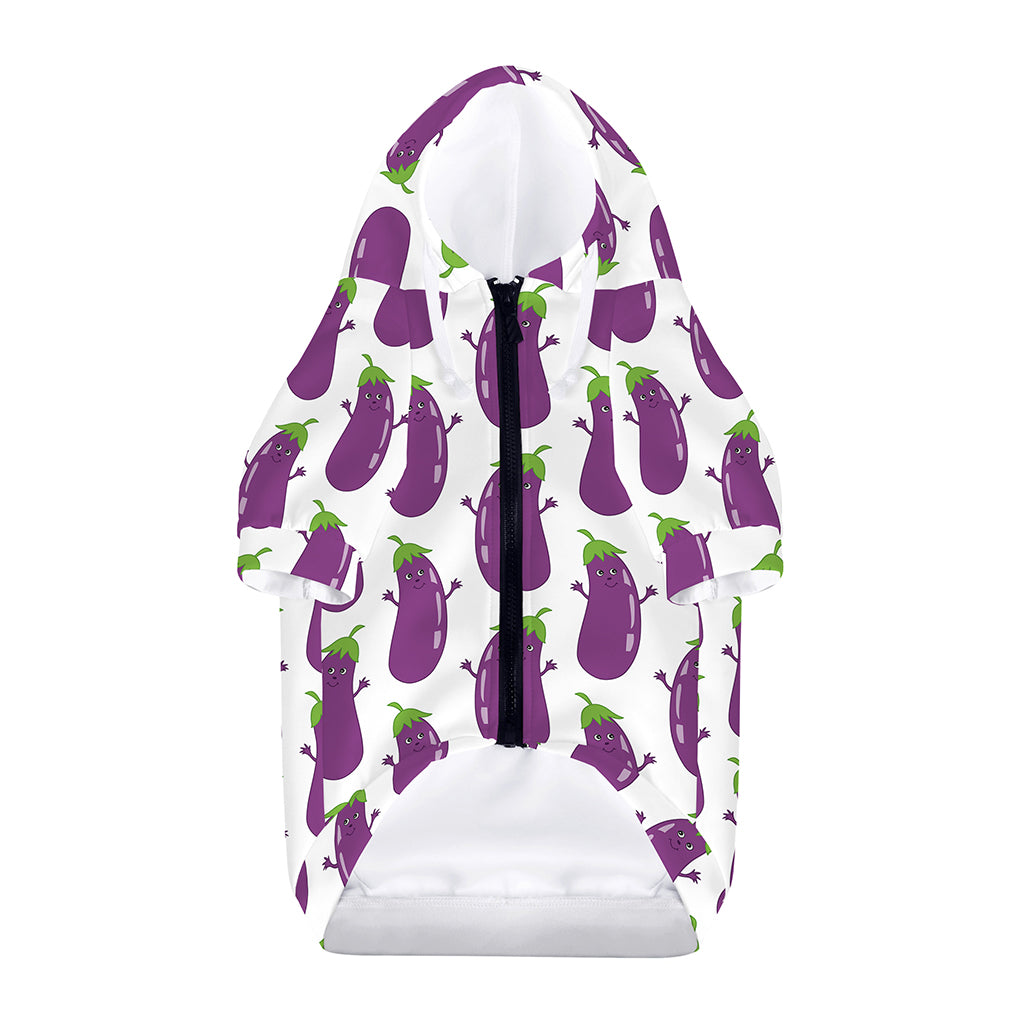 Cartoon Eggplant Pattern Print Dog Zip Up Hoodie