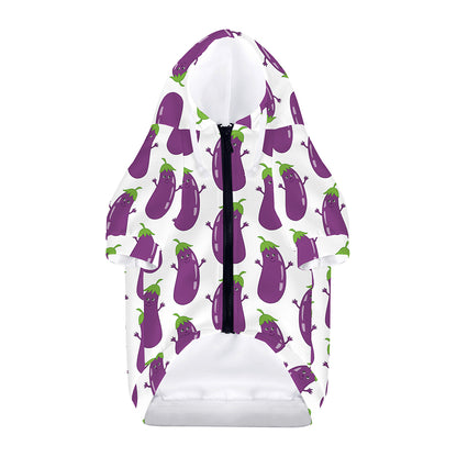 Cartoon Eggplant Pattern Print Dog Zip Up Hoodie