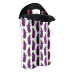 Cartoon Eggplant Pattern Print Double Neoprene Wine Tote