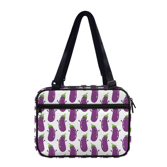 Cartoon Eggplant Pattern Print Double Strap Bible Bag