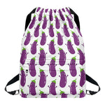 Cartoon Eggplant Pattern Print Drawstring Backpack