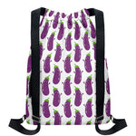 Cartoon Eggplant Pattern Print Drawstring Backpack