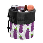 Cartoon Eggplant Pattern Print Drawstring Makeup Bag