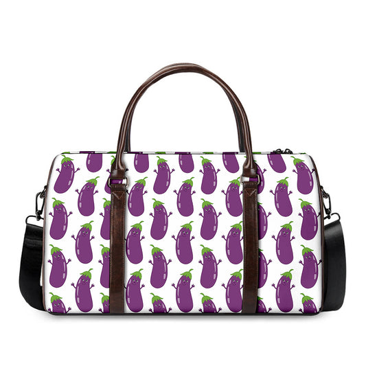 Cartoon Eggplant Pattern Print Duffle Bag