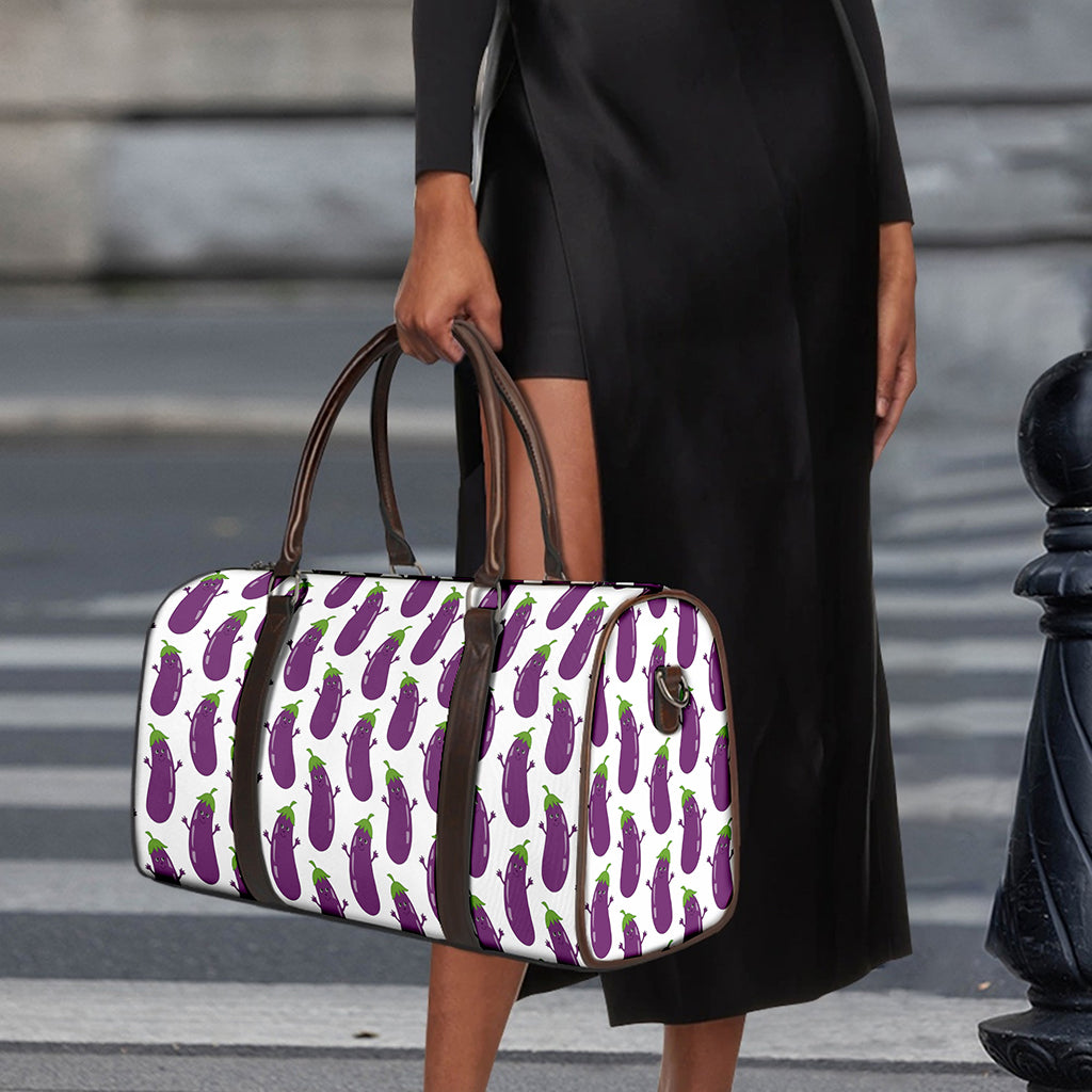 Cartoon Eggplant Pattern Print Duffle Bag
